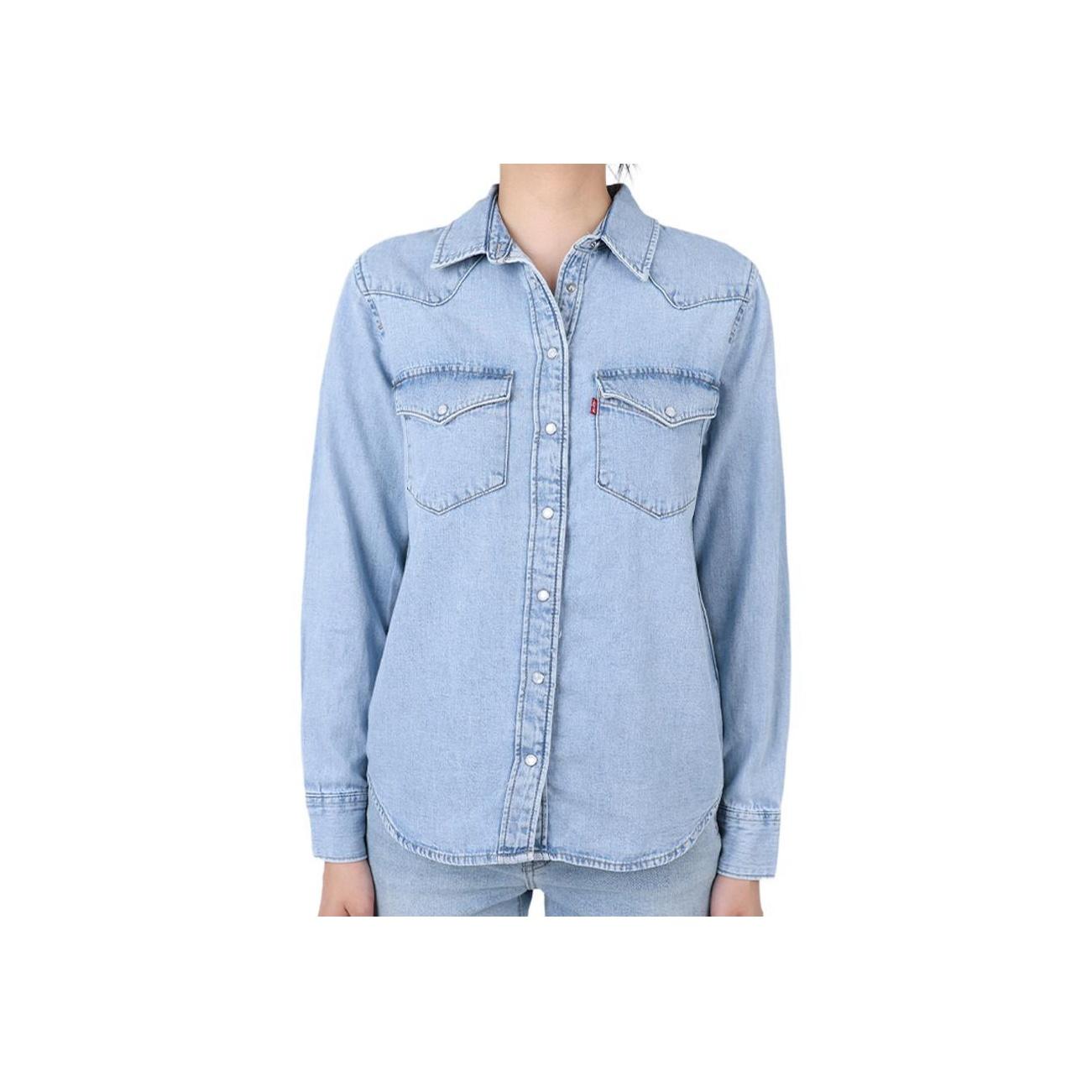 Джинсовая рубашка Levis однобортная с длинным рукавом однотонная женская 86832-0049 XS