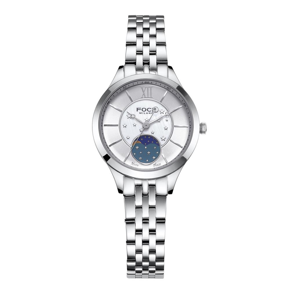 Orologio da Donna con Fasi Lunari in Metallo 34mm Poche Fm7603Lm-Wh