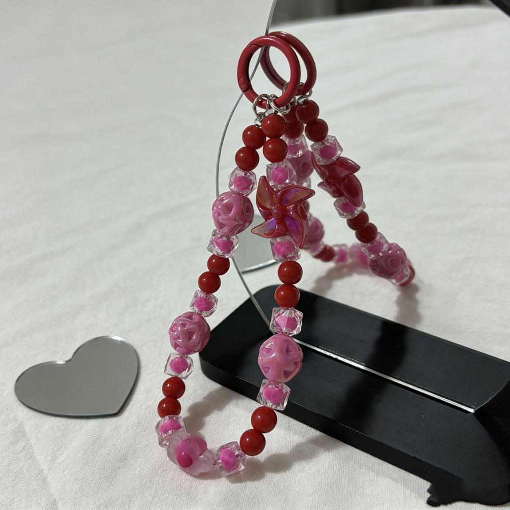 Japanese-Korean Candy Color Windmill Beaded Butterfly Phone & Key Chain