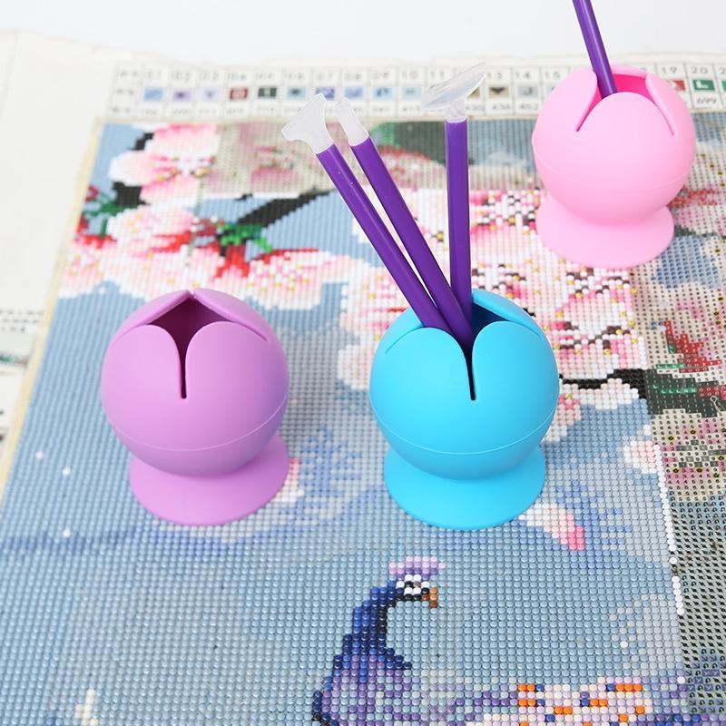 Przyssawka Silikonowy ręczny pojemnik na odpady Gadżety Silikonowy obraz DIY z diamentami Obsadka do pióra Akcesoria do diamentowych haftów