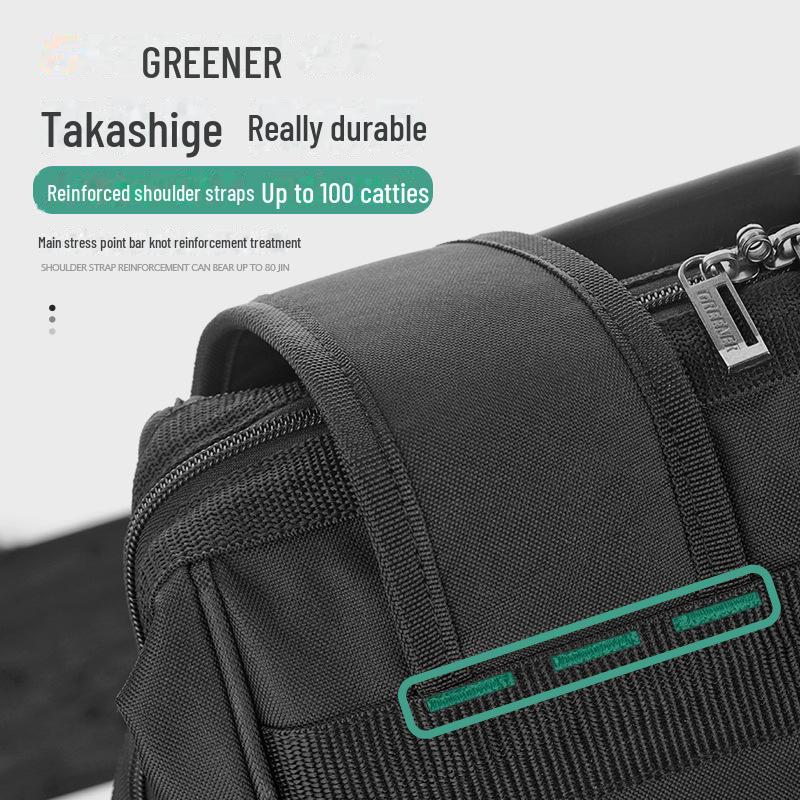 Green Forest Men's Double Shoulder Tool Backpack – Multifunctional, Durable Canvas Repair Bag for Electricians