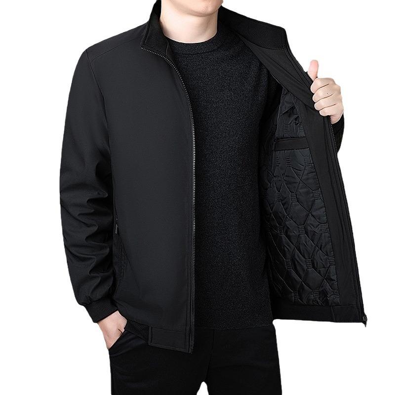 Padded Clothes Men's Autumn and Winter New Large Size Middle-aged and Elderly Jackets Men's Jackets with Cotton Thickened Thermal Stand-up Collar
