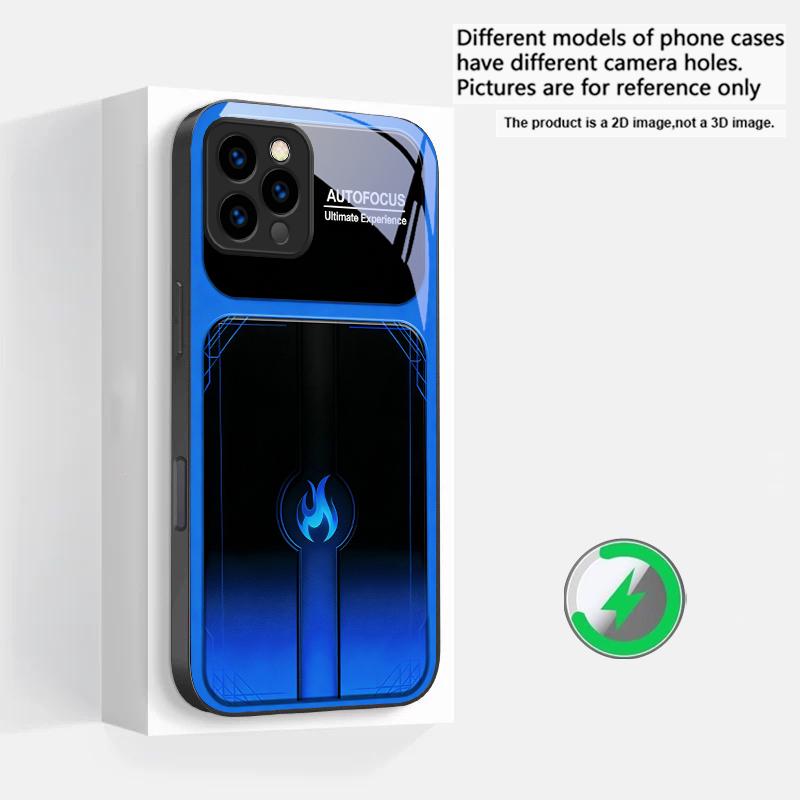 Ослепительные фиолетовые языки пламени Подходит для iPhone 16E 17 Pro Max 15 Pro 14 13 Plus 12 mini 11 16 Air 17Pro Магнитный Стеклянный Чехол для Телефона iPhone 15 Pro Max