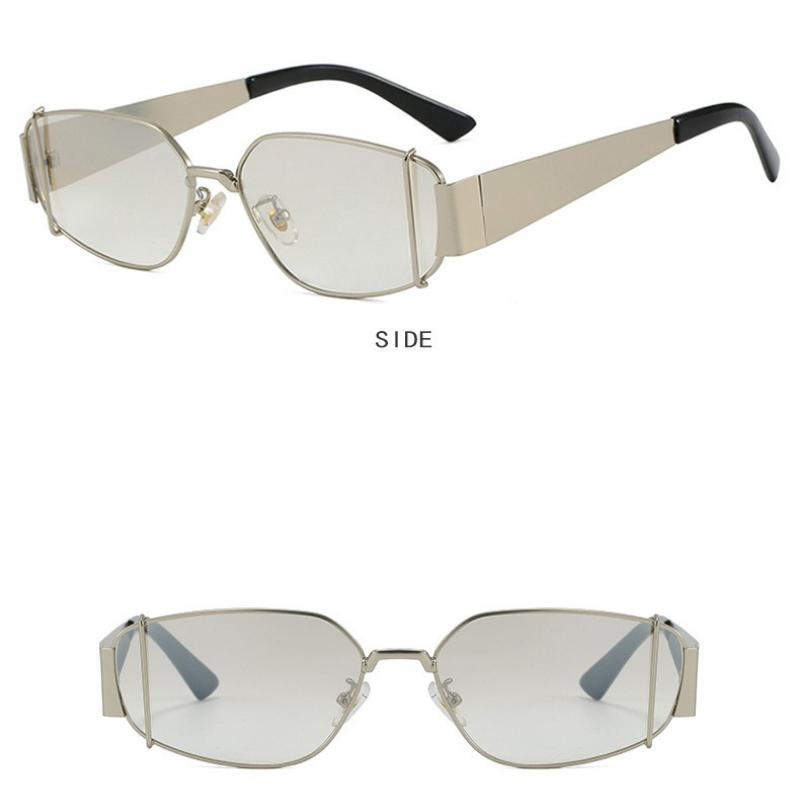 Women'S Retro Square Metal Frame Sunglasses Neutral New Fashion Casual Eyewear Outdoor Uv400 Sunscreen Beach Travel Sunglasses