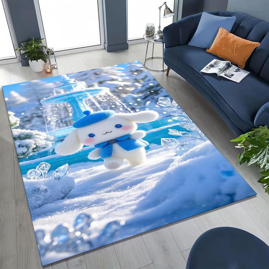 2026 New Cute Cinnamoroll Pompompurin Sanrio Cartoon Rug for Bedroom Living Room Sofa Home Doormat Decor, Kid Non-slip Floor Mat