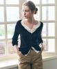 Drawfit Women Nelia Layered V-Neck Knit Cardigan [Navy]