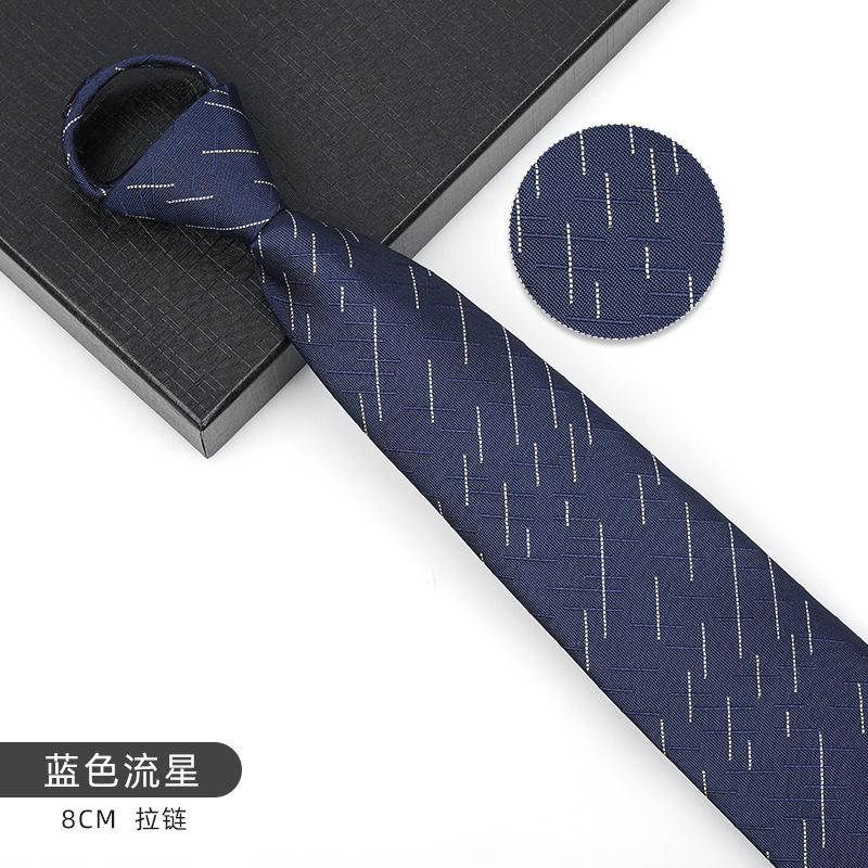 Business Blue Formal Tie Zipper Groom Wedding Korean Version Narrow Lazy Without Striped Bow Tie Plaid