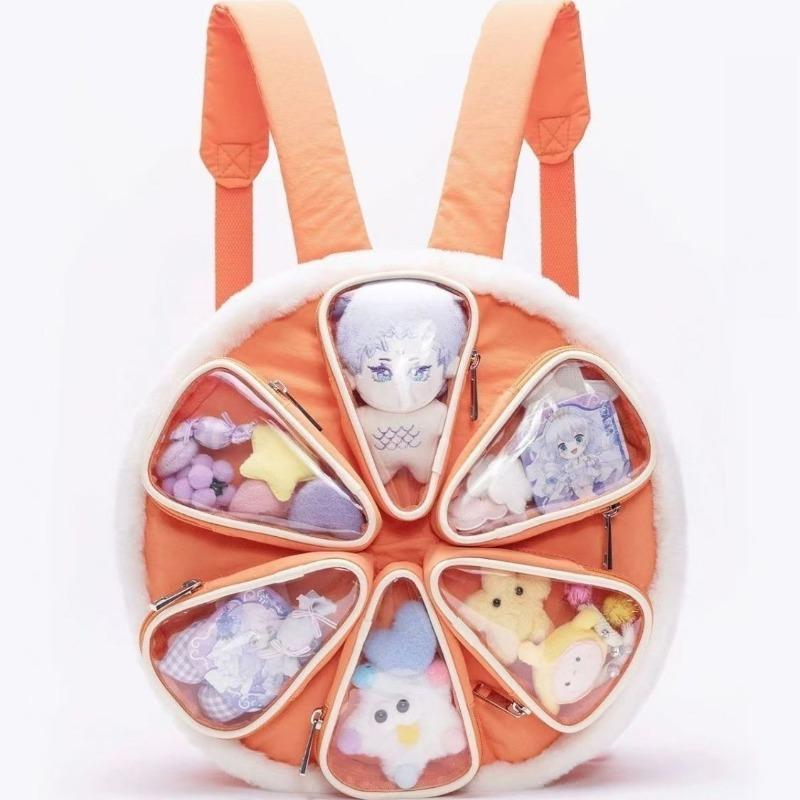 Multi-layer Separation Orange Pain Bag Backpack Schoolbag Girl College Bag Cute Children's Fun Bag