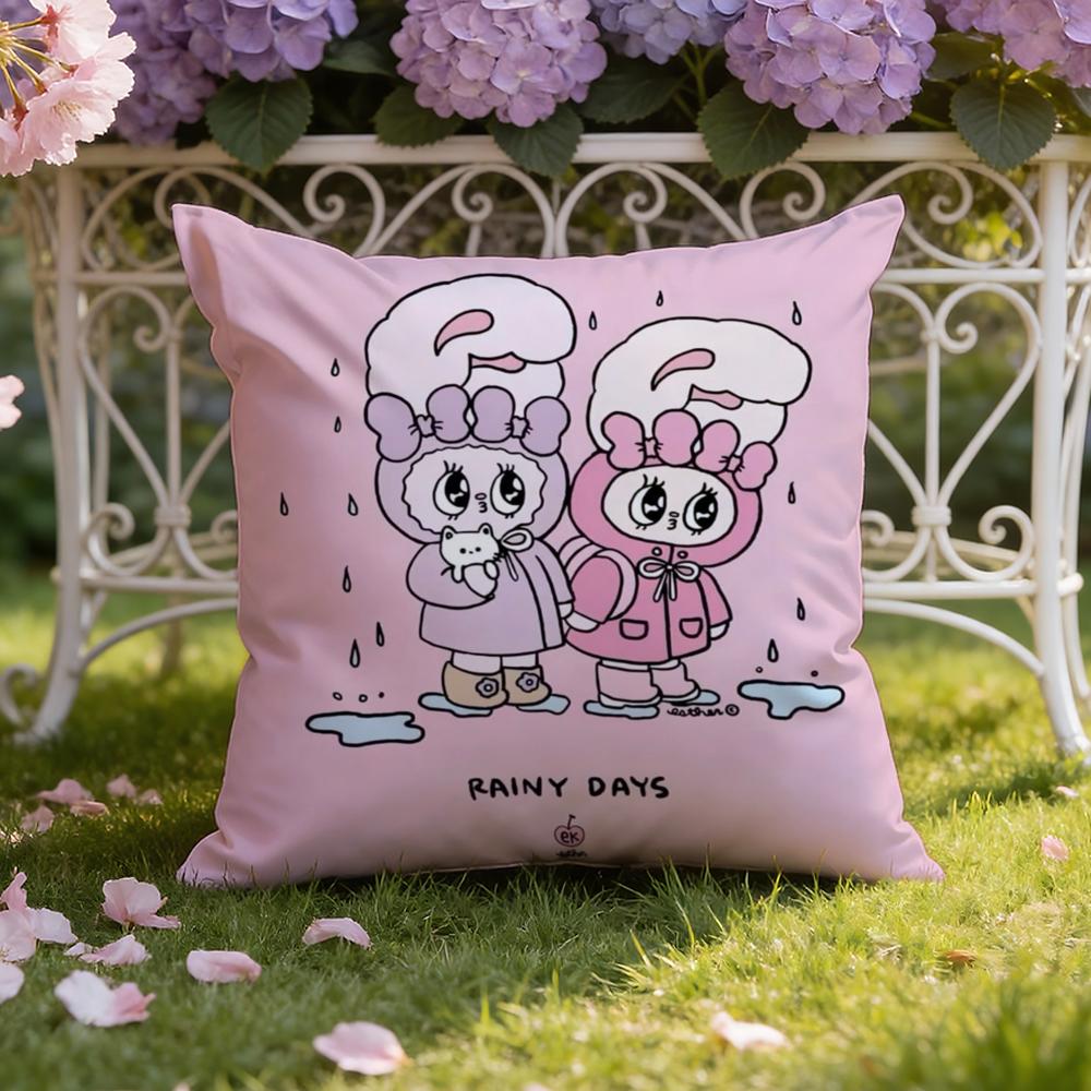 Cute E-Esther Bunny Pink Cushion Cover Home & Car Dual-Scene Pillow Cover: Reversible For Premium Comfort
