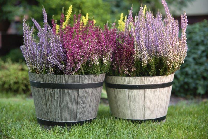 Round flowerpot, light gray wood imitation, 40 cm Madera
