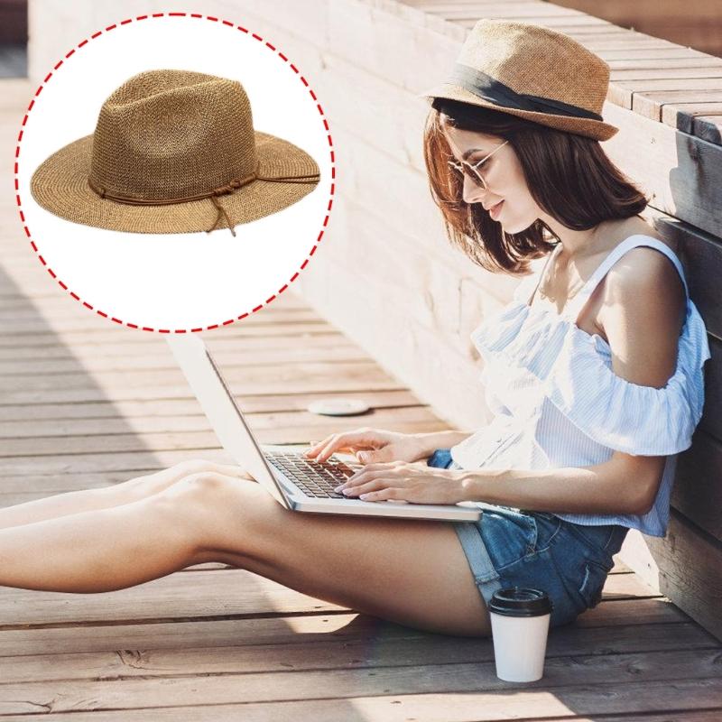Handmade Panama Hat Elegant Wide Brimmed Decorated Sun Hat for Women Party British Beach Hat Lady Knitted Straw Hat