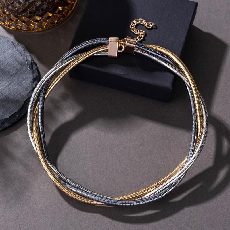 

Панк Хип-хоп Стиль Преувеличенное Золотого Цвета Спиральное Ожерелье для Женщин Мужчин Простая Мода Праздничная Вечеринка Циркониевые Аксессуары