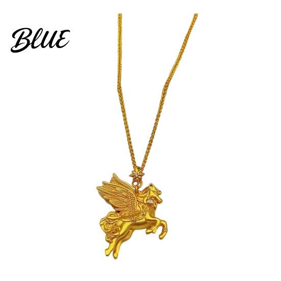 Pegasus Pendant Necklace Gold Tone Winged Horse Mythological Symbol of