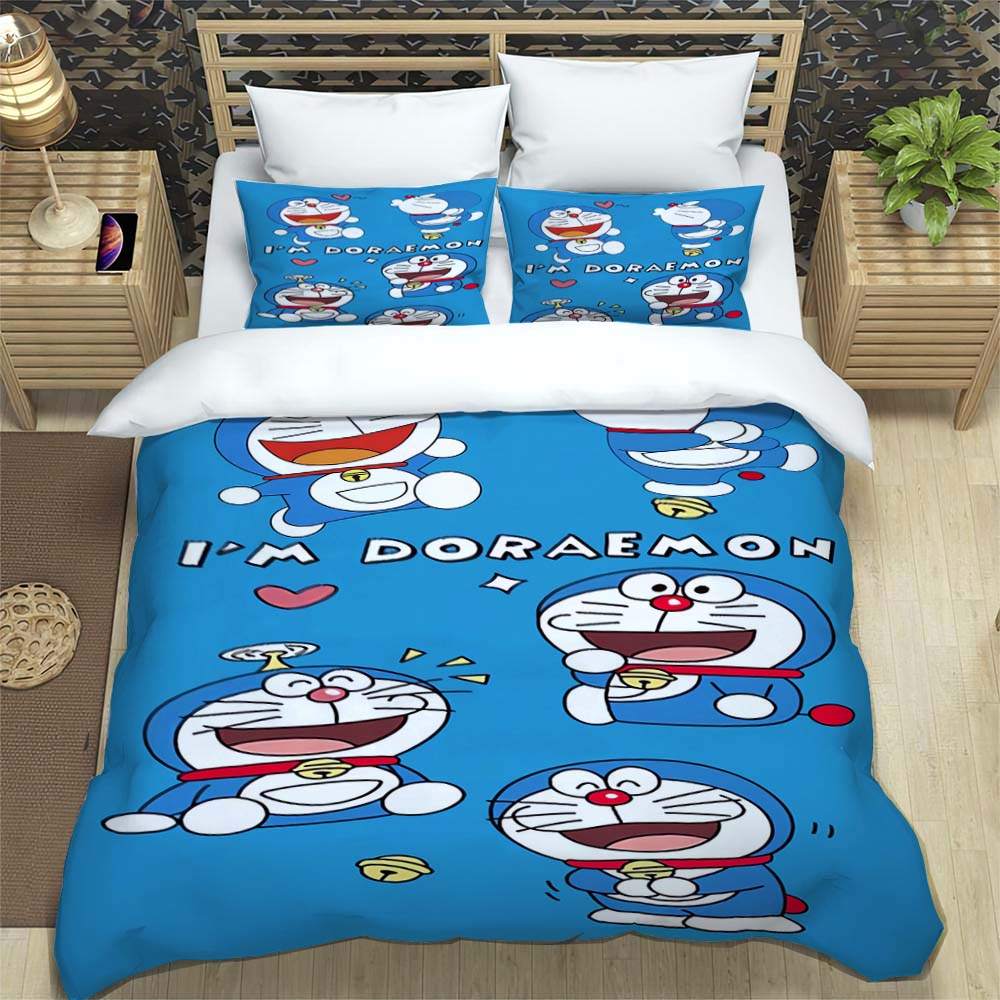 

Doraemon Anime Series Bedding Set, Including Duvet Cover and Pillowcases, 3-piece Set; Bedroom Décor 135x200cm