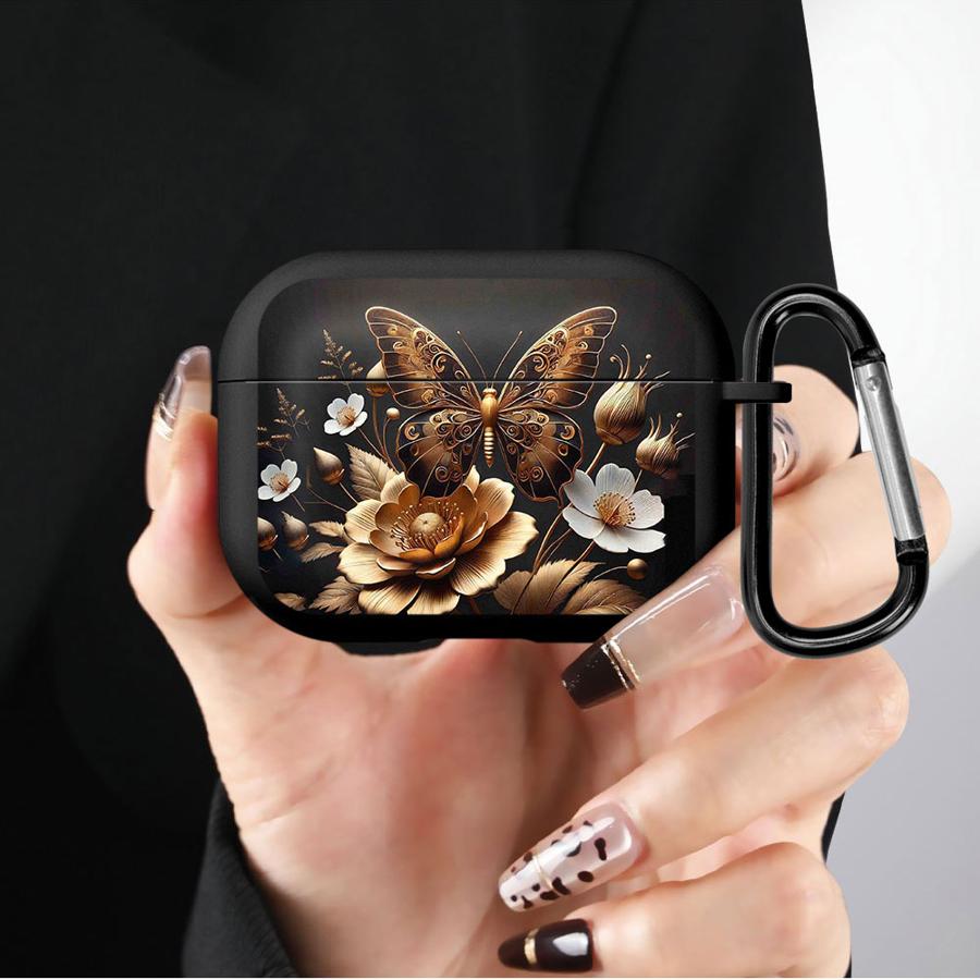 Golden Butterfly Flowers Soft Earphone Cases Cover Case For Airpods Pro3 Pro2 2 3 1 4 Pro