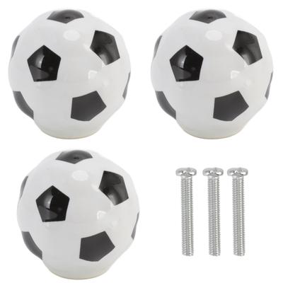 3er Set Fußball Schrankknöpfe Ball Sport Thema Einloch Schublade Keramikgriffe Zieht für Schrank