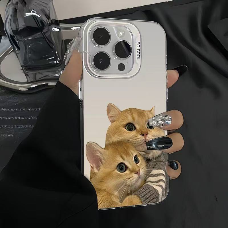 

Phone Case Clear Cute Twin Cats Kitten Soft Fur iPhone 17 17E 16 16E 15 14 13 12 11 Air Pro Max Plus Kawaii Aesthetic Cover iphone 14 ProMax