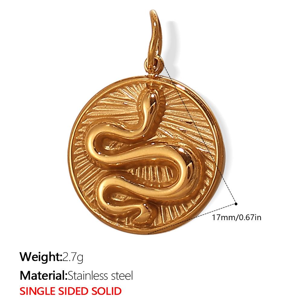 Hot Sale Round Pendant Stainless Steel Plated 18K Gold Snake Crystal Design Necklace Bracelet Accessories