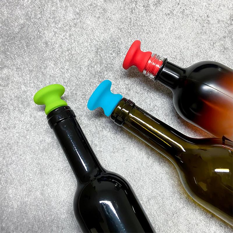 Silicone Wine Seal Stopper Wine Bottle Sealed Cover Caps Food-Grade Gadgets for Bar Soda Liquor Champagne Household Kitchen