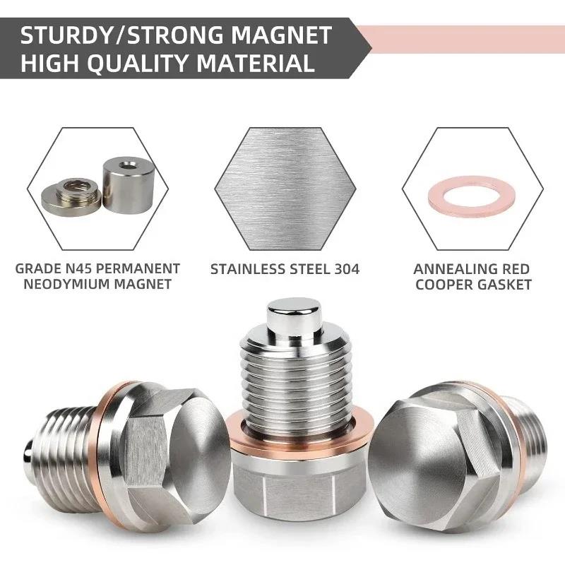 For Honda Ford Hyundai/Mazda Screw Car Engine Magnetic Oil Drain Plug Screw Nut Bolt Oil Drain Sump Nut M12/14/16 1.5 1.25 1.75 Oil Drain Plugs 3