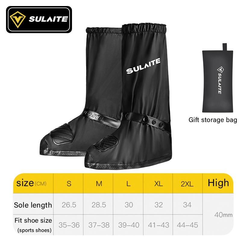 SULAITE Motorcycle Rain Boots Waterproof Shoe Cover Reflective Cycling Shoe Protection Reusable Motorcyclist Protective Gear
