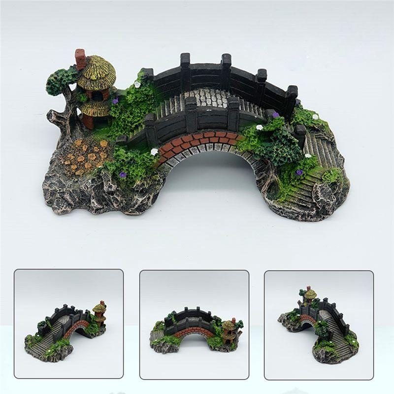 M-Modern-Künstliche Brücke Aquarium Fischbecken Dekoration Harz Aquarium Dekorationen Künstliche Landschaftsgestaltung Felsengarten Brücke Fischbecken