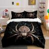 Hairy Spider Resting On Web Pattern Duvet Cover Set Digital Print Colorful Polyester Bedding with Zipper Closur for Kids Gifts
