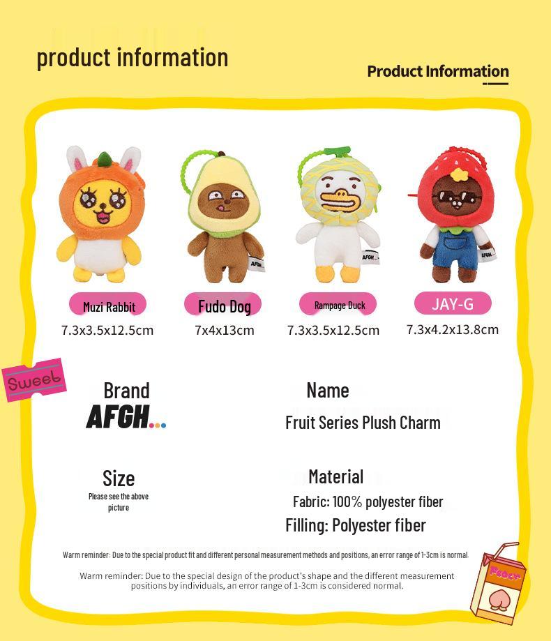 Genuine KAKAO FRIENDS Fruit Plush Doll Keychain Charm