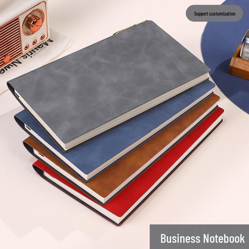 Customized A6 Soft Leather Notebook with Logo Printing, Pen Holder, and Soft Cover Business Journal