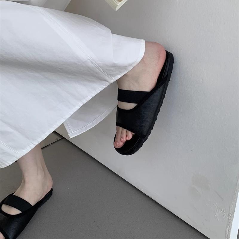 Fashion Summer Women's Slippers Simple Solid Color Women Outdoor Open-toe Flat Slippers Fashion Hollow-out Ladies Causal Shoes Non-slip