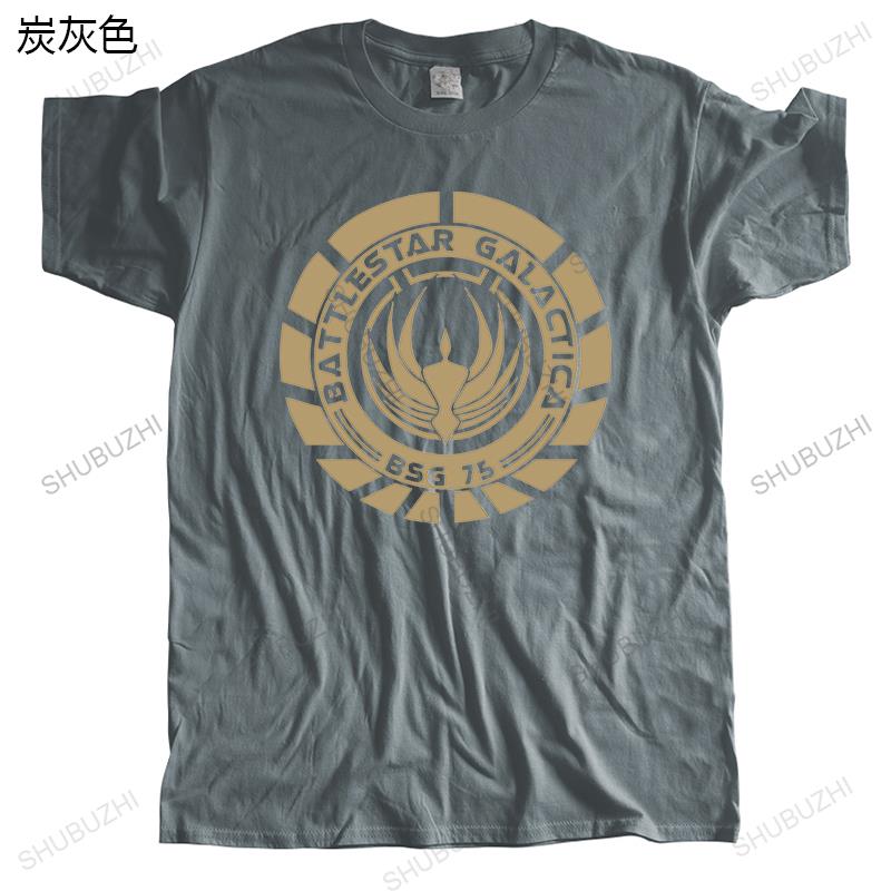 Mens Loose Tops Summer Cotton Black Funny Tshirt Battlestar Galactica  BSG 75  SciFi New Man Casual T Shirt Cotton Drop Shipping