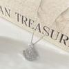 Exquisite Zirconia Pendant Necklace: French Fan Design with Skirt Hem and Collarbone Chain