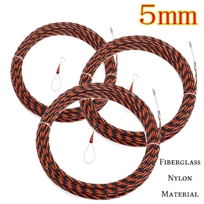 5-40M 5mm Cable Puller Fiberglass Electric Cable Wire Puller Electrical Tool Tape Cable Guide Device Push Duct Snake Rodder Fish