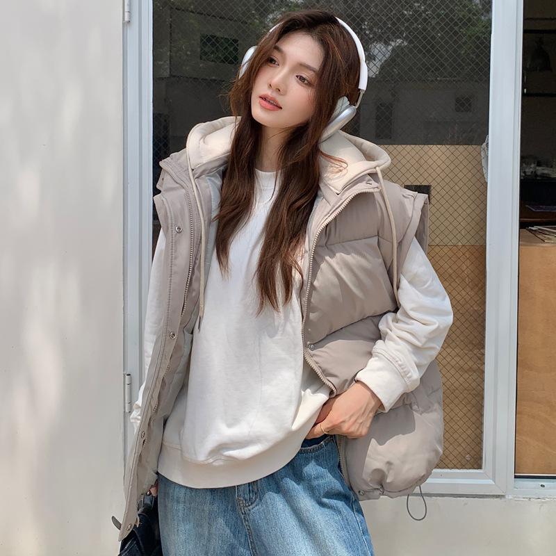 Oversized Parkas for Women Fall Winter  New Sleeves Hat Detachable Solid Coats Casual Zipper Down Solid Chic Jacket