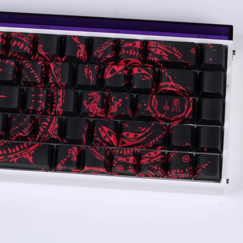 Side Printed Keycaps Intricate Pattern Theme for 60% 68% Mechanical Keyboards Heat Sublimation Printing