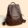 Ladies' Soft Leather Double Shoulder Bag, Fashionable Backpack, Large Capacity, Casual Travel Bag