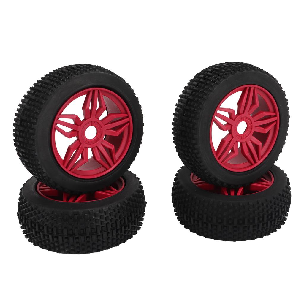 4PCS Remote Control Car Tires Stable Grip Strong Cushioning Uneven Texture Thickening Universal for 1 8 RC Car Red