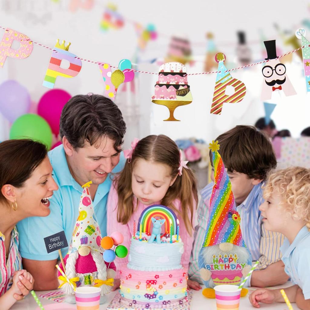 Birthday Gnomes Farmhouse Happy Birthday Tomte Plush Birthday Gifts Handmade Scandinavian Party Home Ornaments Elf Dwarf Collections Kitchen Tiered