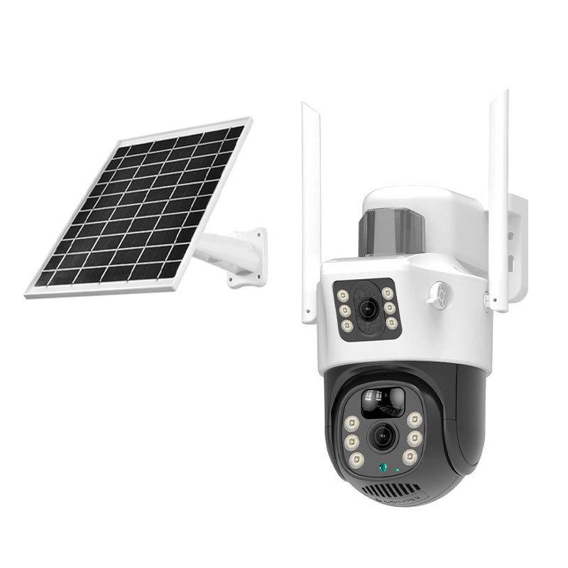 V380 Dual-Lens Wireless Solar Camera: Outdoor, Remote, Low-Power Surveillance