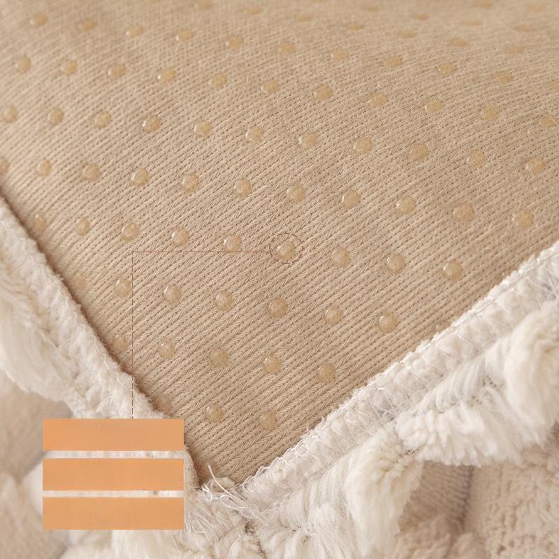 Plush Sofa Cushion Winter Thickened Non-Slip Cushion Simple Modern Solid Color Leather Wood Sofa Cover Cover Cloth