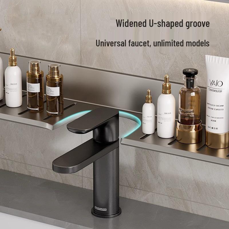 No-Drill Wall-Mounted Bathroom Shelf for Mirror, Faucet, and Vanity