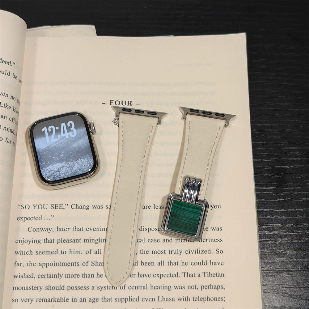 Lady Luxury Leather Strap for Apple Watch Serise11 42mm 46mm Malachite Band for Iwatch Serise10 9 8 7 6 5 4 Se 3 2 Elegant Ultra3 49mm Bracelet