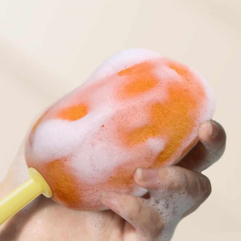 Carrot Shape 1 in 1 Long Handle Sponge Cup Brush Milk Bottle Brush for Vacuum Cup Lid Gap Cleaning Brush