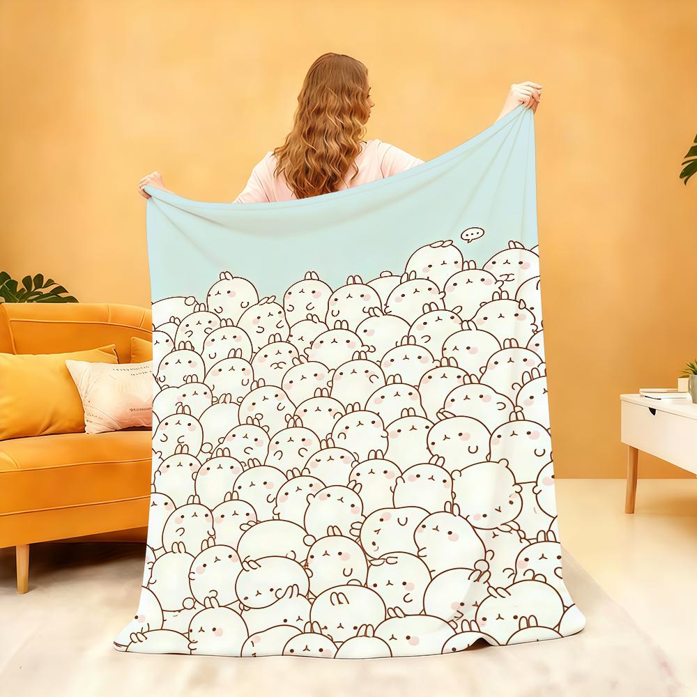 Interessante Cartone Animato M Molang G Coperta Morbida Coperta Plaid per Casa Camera da Letto Letto Divano Picnic Viaggio Ufficio Coperta Copri Riposo Regalo