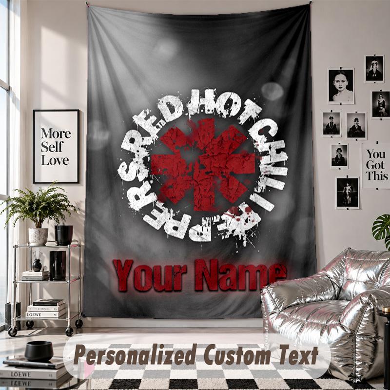 Arazzo da Appendere alla Parete con Nome e Testo Personalizzati, Arazzo Decorativo Red Hot Chili Peppers per Camera da Letto