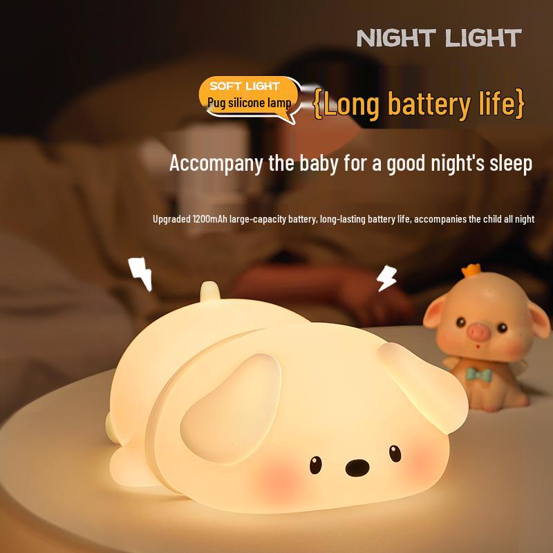 Wanhuo Rechargeable Puppy Silicone Night Light - Cute Bedside Lamp, Ideal Birthday Gift for Boys and Girls.