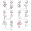 Y2K Zircon Moon Bow Star Pink Heart Tassel Chain Italian Charm Links Fit 9MM Stainless Steel Bracelet Women DIY Making Jewelry