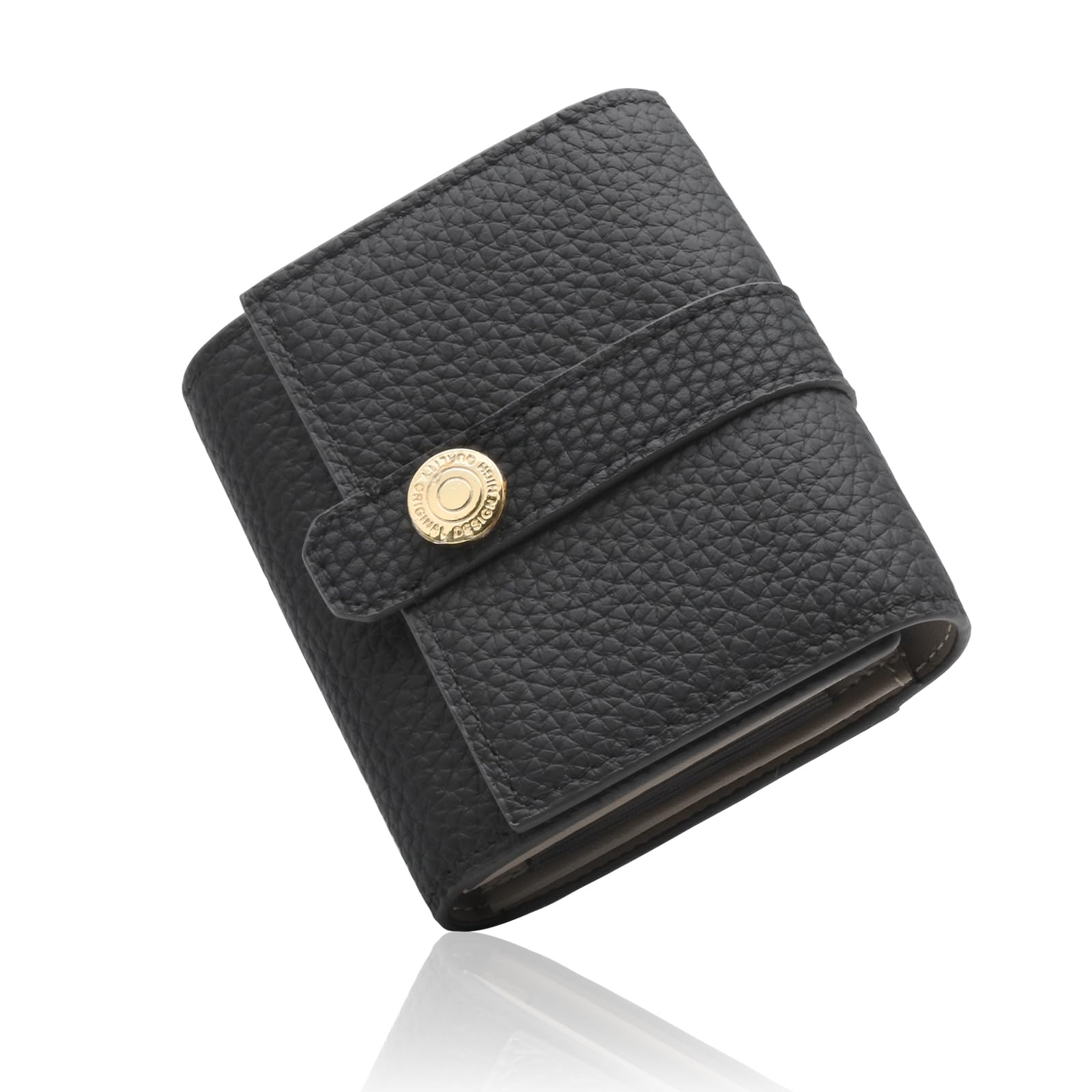 KNUTe Настоящая кожаная женская монетница, Компактная тройная монетница, Мини-монетница, Устойчивый к складыванию кардхолдер, Без складывания, Защита от скимминга, Легкая,