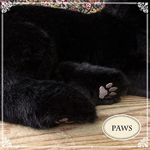 Ninian & Kino Lying-Down Kitty Black Cat (Adult Cat) - Approx. 63cm In Length - Realistic Plush Toy Cat - Looks Just Like the Real Thing