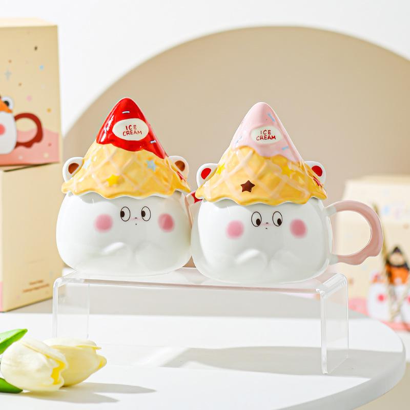 Cartoon Expression Ceramic Mug High Looking Souvenir Gift Water Cup for Best Friend Girl Heart Cup Home Breakfast Cup
